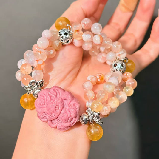 016 Rhodonite Agate Fluorite High Quality Fashion Jewelry Feng Shui Bead Bracelet Gift
