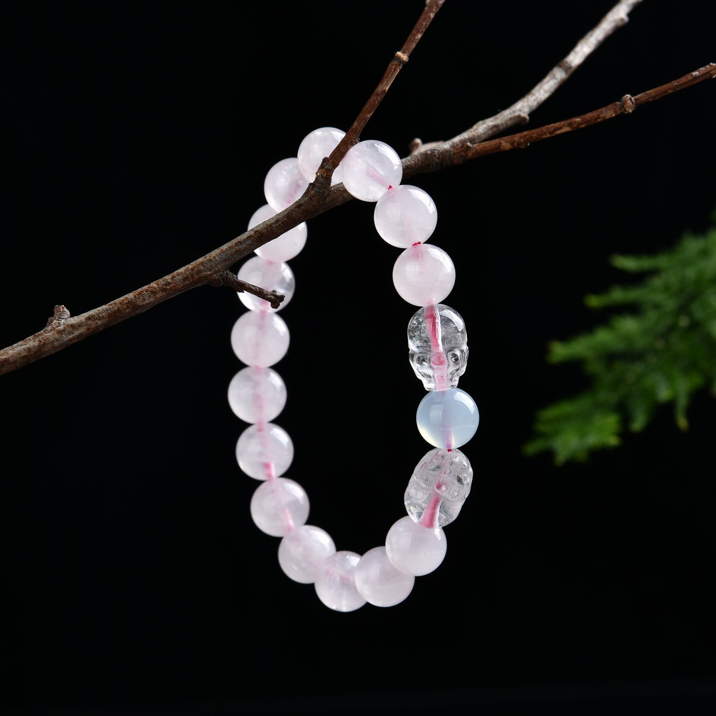 010 Rose quartz piyao bracelet with certificate lucky charm