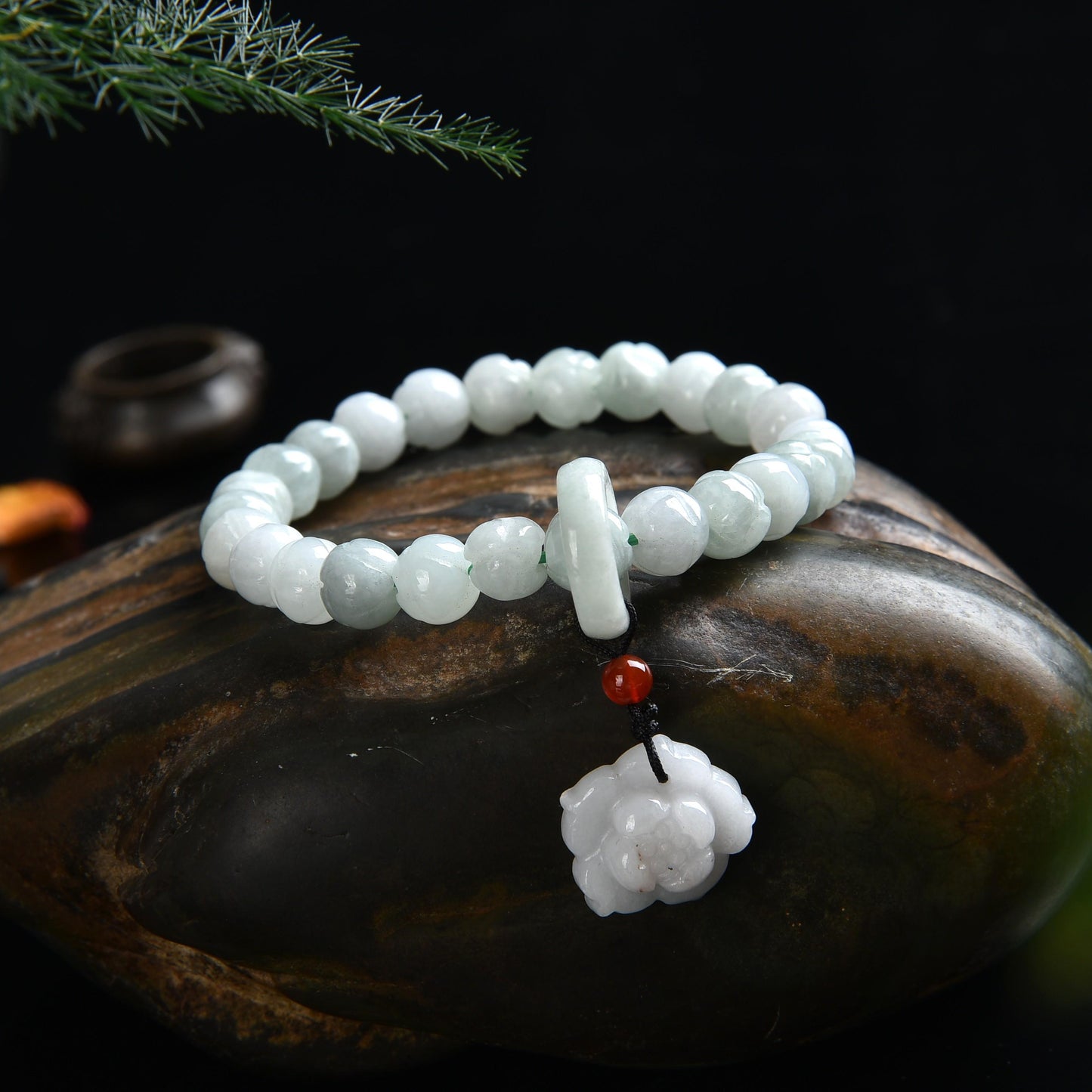 059 Jade Lotus Bracelet Charm Lucky Bracelet