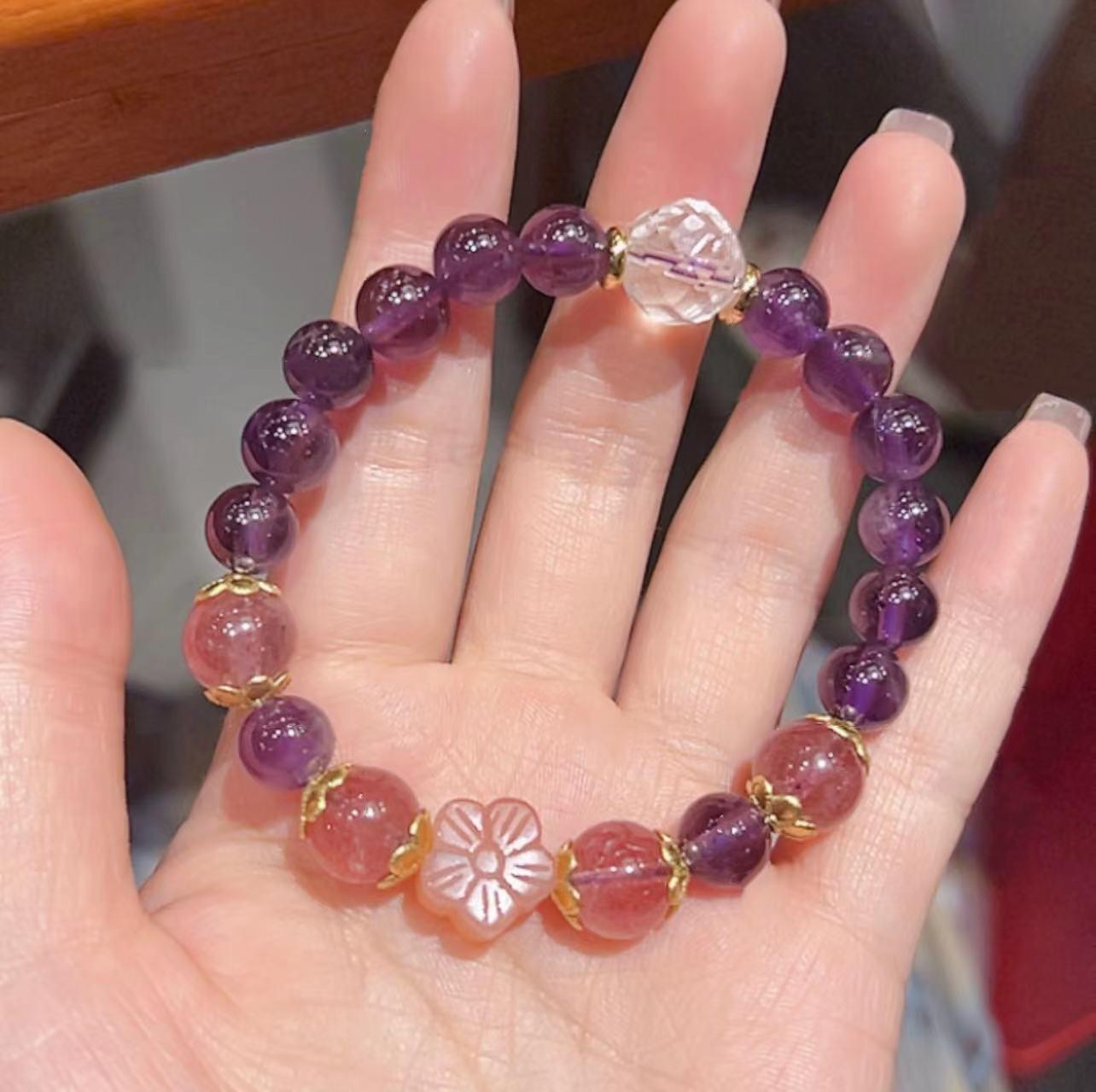 Amethyst Rose Salt Agate Bracelet