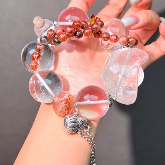 017 Clear Quartz Super 7 bracelet energy high quality fashion jewelry magnetic beads bracelet gift