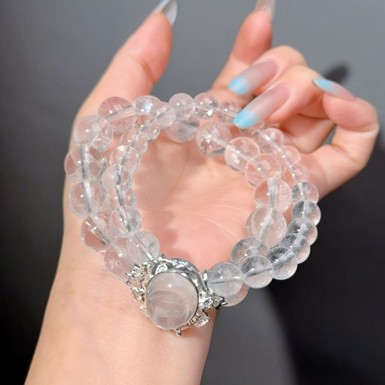 075 Clear Quartz High Quality Fashion Jewelry Feng Shui Bead Bracelet Gift