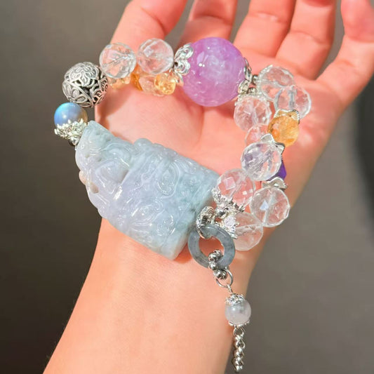 002 Clear Quartz Amethyst Jadeite bracelet lucky DIY bracelet