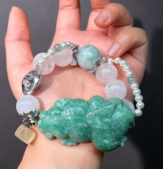 022 Azeztulite  Jadeite  Bracelet Energy High Quality Fashion Jewelry Feng Shui Magnetic Beads Bracelet Gift