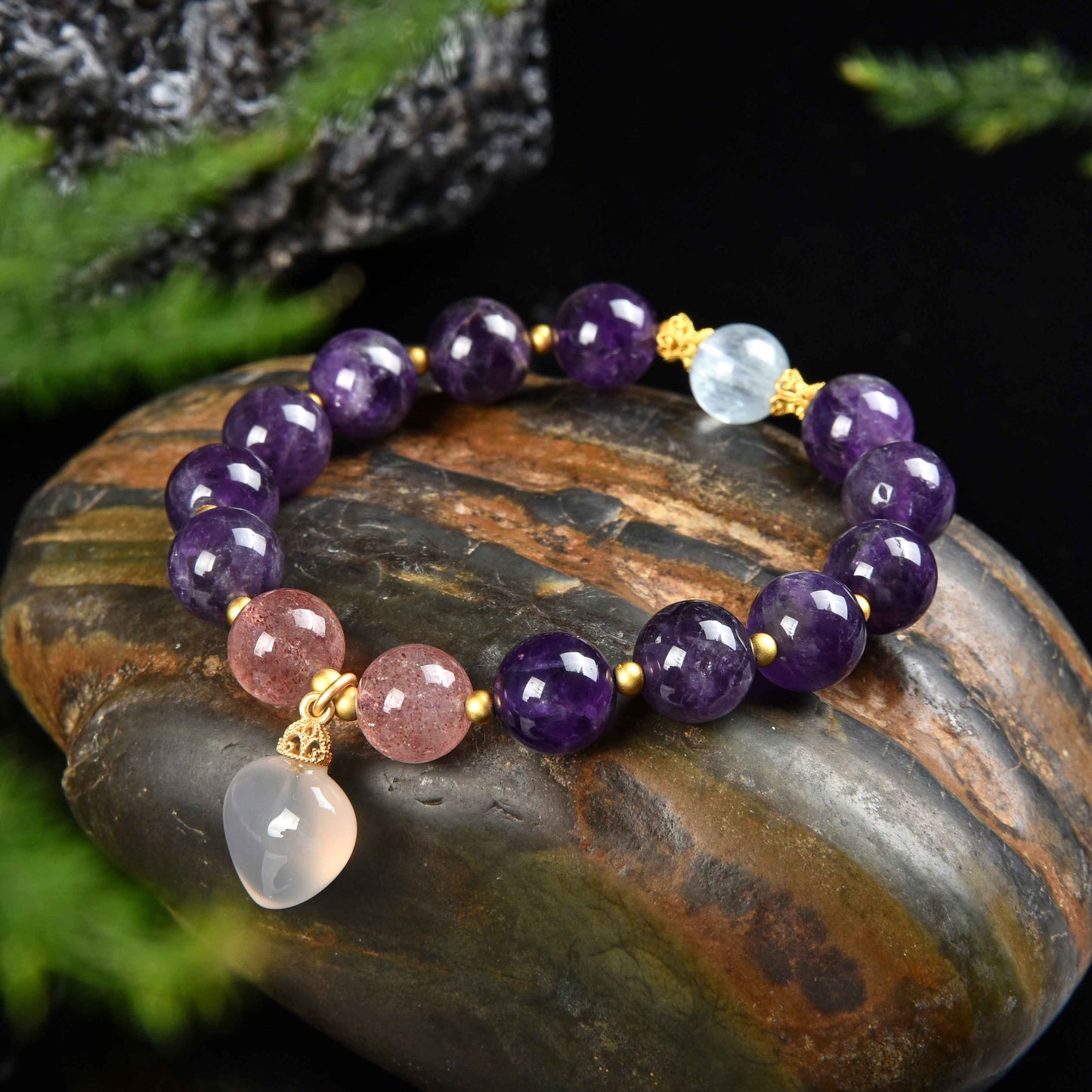 073 Amethyst Love Bracelet Lucky Charm