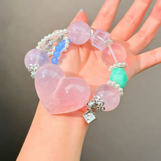 016 Rose Quartz Clear Quartz Amethyst High Quality Fashion Jewelry Feng Shui Bead Bracelet Gift