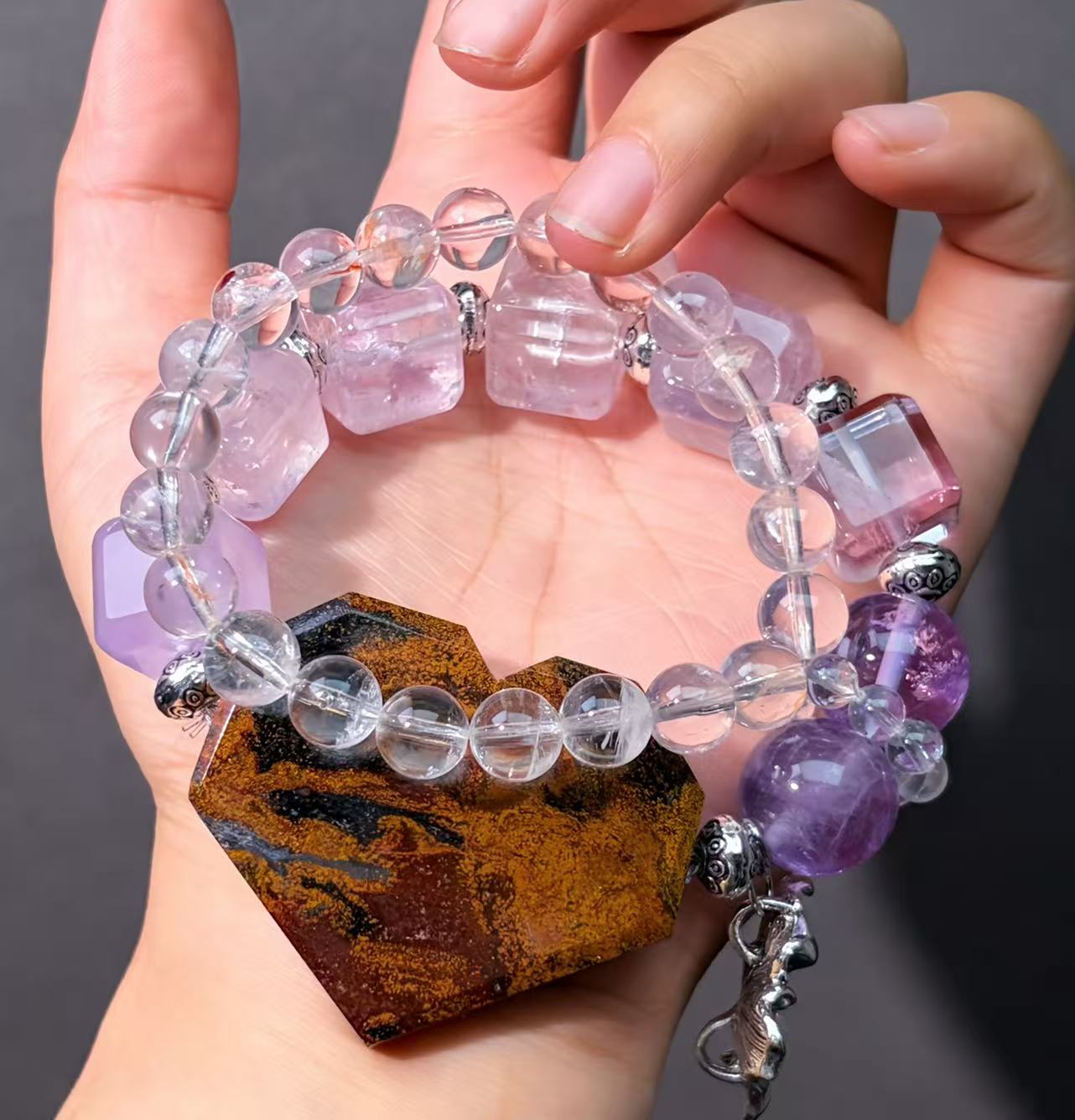 038 Amethyst Clear Quartz Pietersite High Quality Charm Bracelet High Quality Fashion Jewelry Beads Bracelet Gift