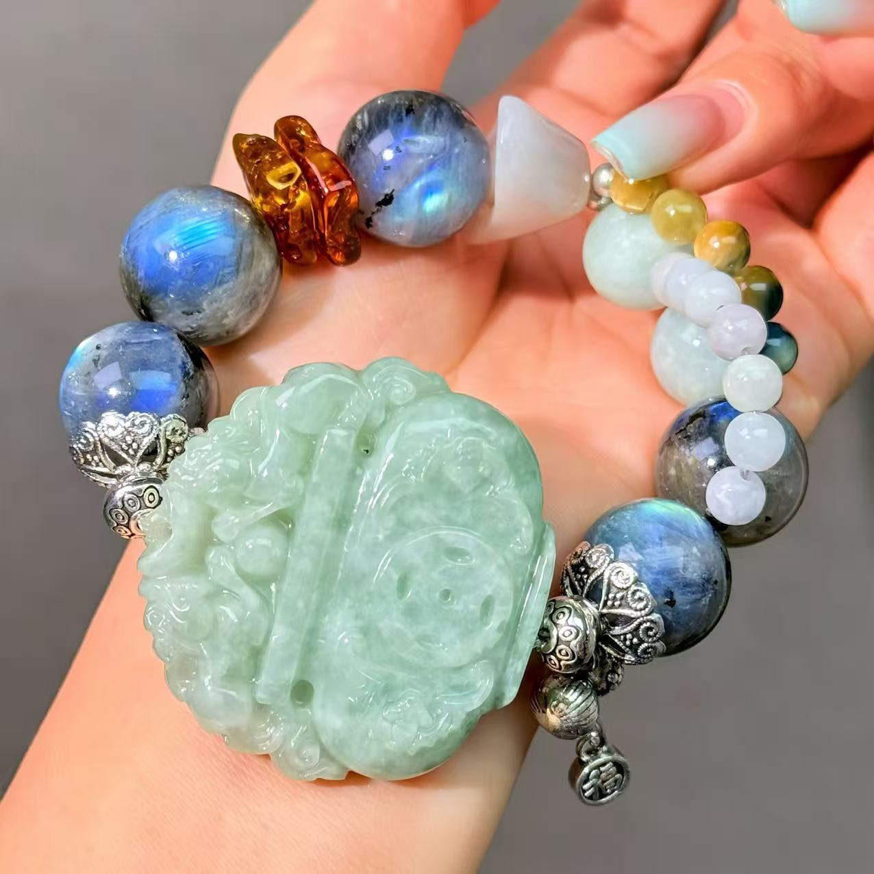 033Labradorite Jadeite Bracelet Energy High Quality Fashion Jewelry Beads Bracelet Gift