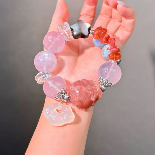 018 Rose Quartz Sunstone Agate Bracelet High Quality Energy Magnetic  Bracelet Gift
