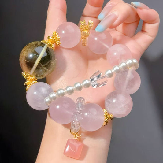 019 Rose Quartz Smoky Quartz lucky charm bracelet 2025 energy feng shui magnetic fashion jewelry beads bracelet gift