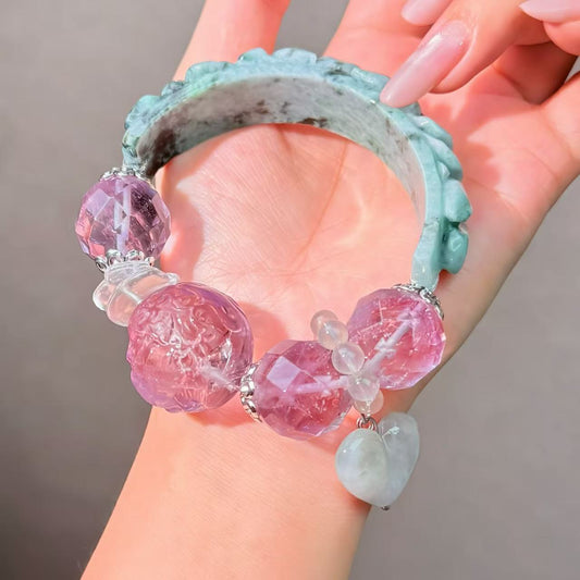 012 Jadeite Amethyst Clear Quartz Bracelet Energy High Quality Fashion Jewelry Feng Shui Beads Magnetic Gift