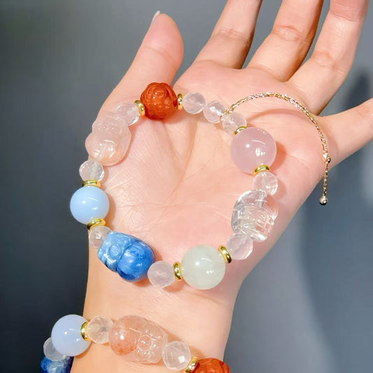 028 Kyanite Clear Quartz Hematoid Q High Quality Lucky Charm Bracelet 2025 Energy Feng Shui Fashion Accessories Jewelry Bracelet Magnetic Beads Bracelet Gift