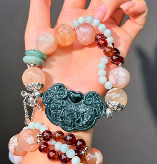 018 Jadeite Garnet Agate Lucky Charm Bracelet 2025 Energy High Quality Fashion Jewelry Feng Shui Beads Magnetic Gift