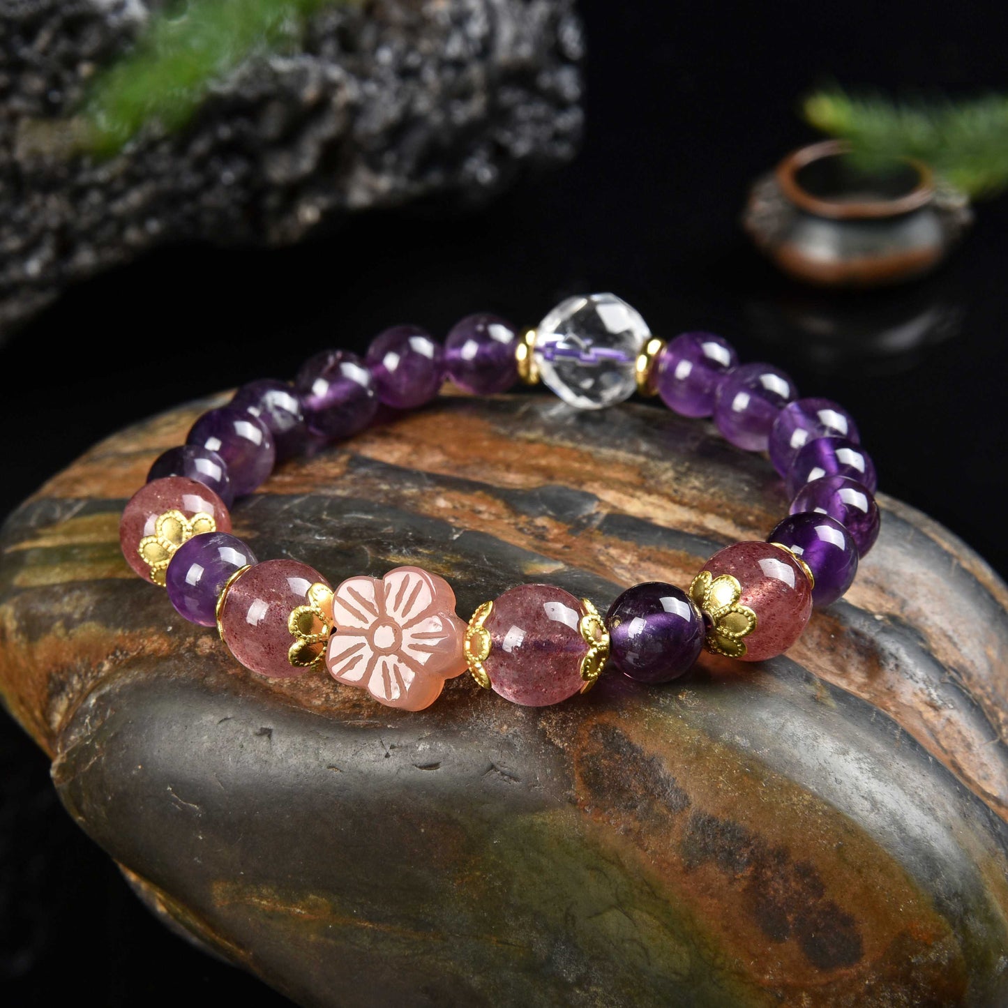 Amethyst Rose Salt Agate Bracelet