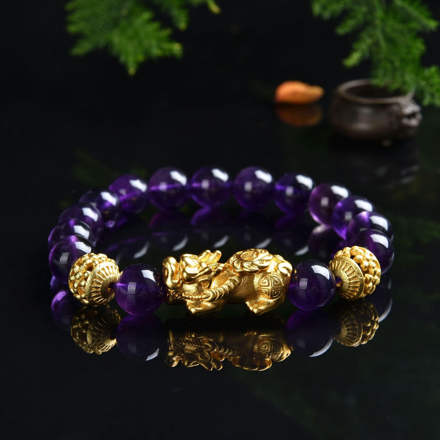 008 Amethyst Pixiu Bracelet With Certificate Sale Lucky Fortune