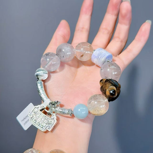 017 Aquamarine Herkimer D jadeite Lucky charm bracelet017 Aquamarine Herkimer D jadeite Lucky charm bracelet 2025 energy high quality fashion jewelry magnetic beads bracelet gift