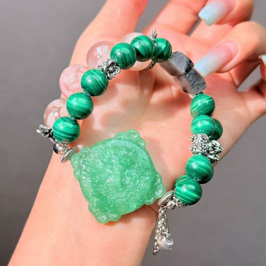 064 Agate Malachite Aventurine Lucky Charm Bracelet Energy High Quality Fashion Jewelry Feng Shui Magnetic Beads Bracelet Gift