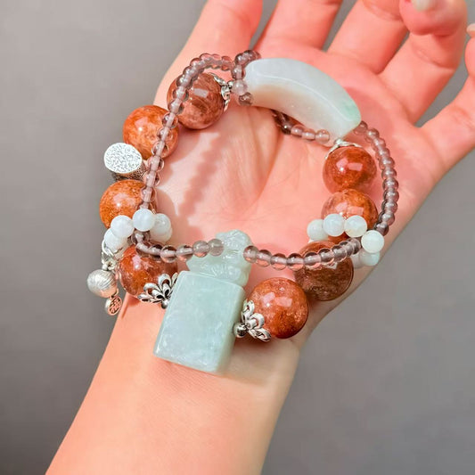017 Phantom Quartz  Jadeite Obsidian bracelet energy high quality fashion jewelry magnetic beads bracelet gift