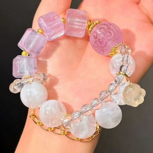 008 Phantom Quartz Amethyst Clear Quartz High Quality Fashion  Bracelet Gift Bead Bracelet Jewelry