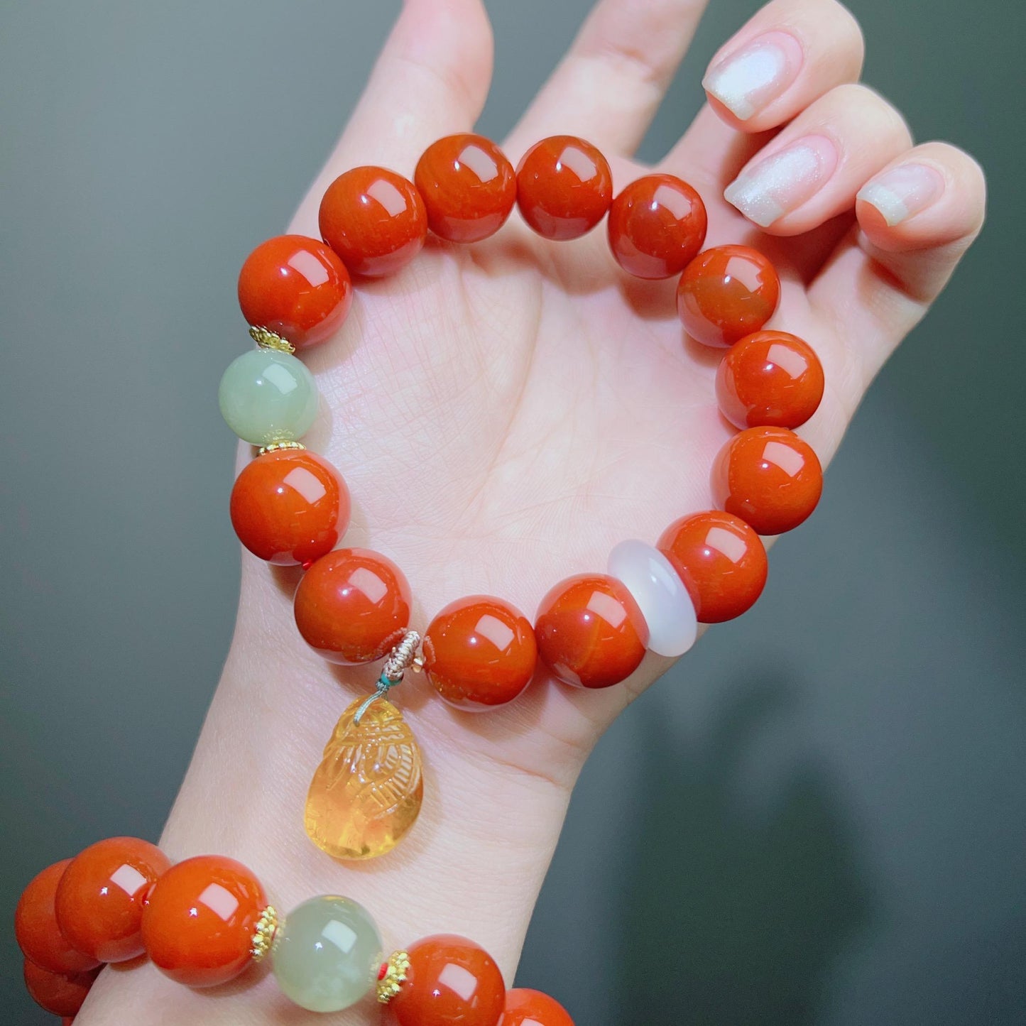 004 High Quality South Red Agate Bracelet Combination Link, Lucky Charm Bracelet 2025 Energy Magnetic Bead Bracelet Gift