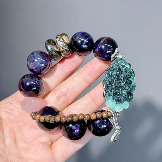 003 Amethyst Jadeite Rose Quartz  Bracelet 2025 Energy Beads Bracelet Fashion Magnetic Crystal Jewelry