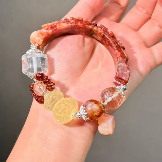 017 Citrine sunstone jadeite bracelet energy high quality fashion jewelry magnetic beads bracelet gift