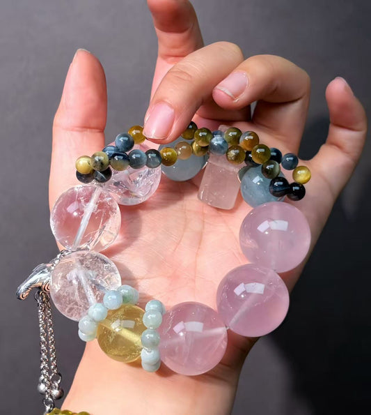 003 Rose Quartz Aquamarine Citrine  Bracelet Energy Beads Bracelet Fashion Magnetic Crystal Jewelry Bracelet Energy Beads Bracelet Fashion Magnetic Crystal Jewelry