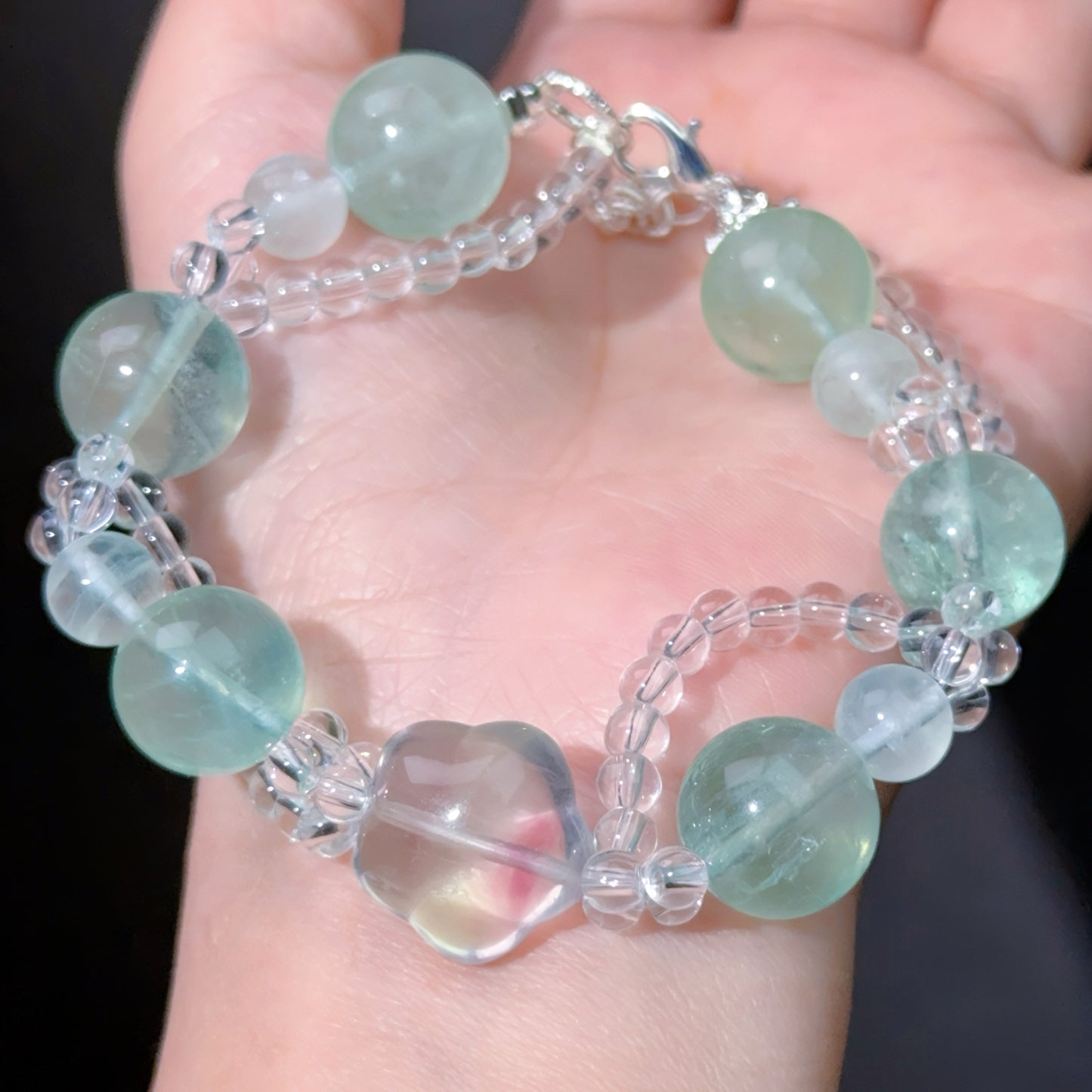 010 Fluorite Clear Quartz lucky charm bracelet 2025 energy high quality fashion jewelry beads bracelet gift（副本）