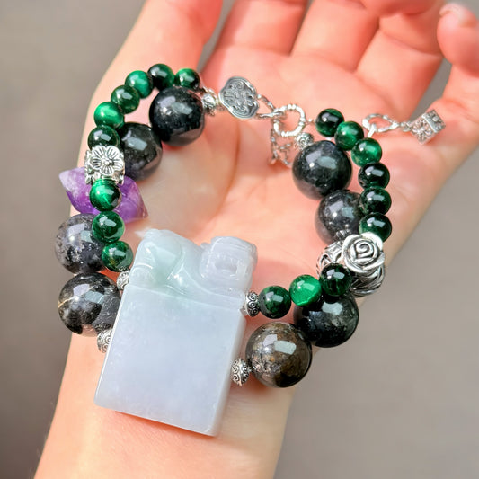 022 Cordierite Jadeite Tiger's eye High Quality Fashion Jewelry Feng Shui Magnetic Beads Bracelet Gift