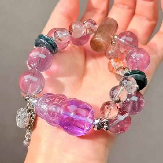 018 Amethyst Phantom Quartz Rutilated Quartz Bracelet High Quality Energy Magnetic  Bracelet Gift