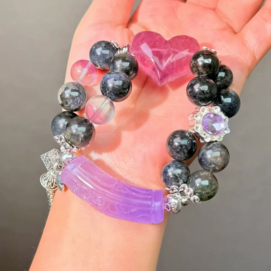 007 Amethyst Cordierite Fluorite Bracelet Energy High Quality Fashion Feng Shui Bracelet Gift Bead Bracelet Jewelry