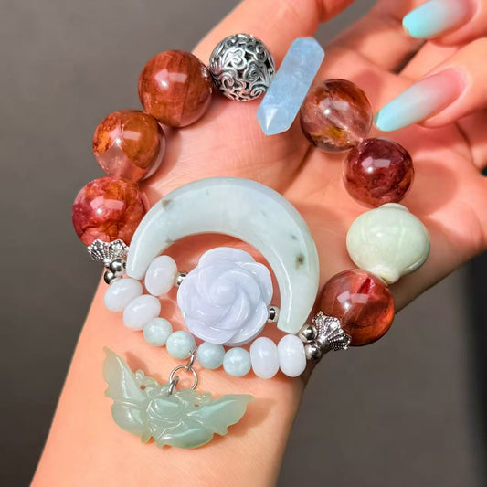 040 Hematoid Quartz Jadeite Aquamarine Bracelet Feng Shui Fashion Energy Magnetic High Quality Bracelet Gift