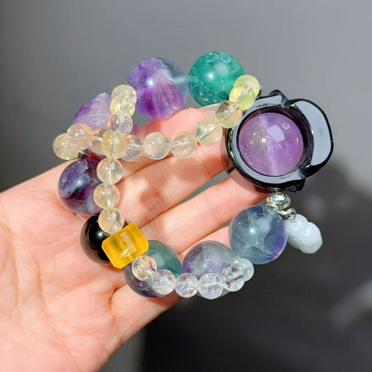 007 Fluorite Obsidian Citrine Bracelet 2025 Energy High Quality Fashion Feng Shui Bracelet Gift Bead Bracelet Jewelry