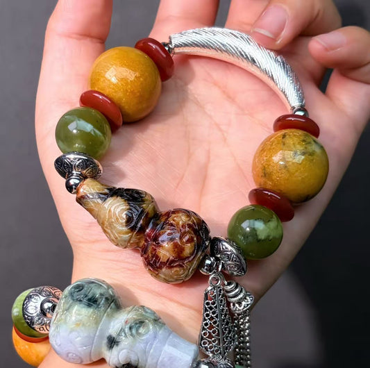 012 Jadeite Serpentine Phantom Quartz Jewelry Magnetic Feng Shui Bracelet Gift