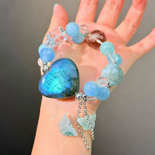 007 Aquamarine Clear Quartz Labradorite Bracelet Energy High Quality Fashion Feng Shui Bracelet Gift Bead Bracelet Jewelry
