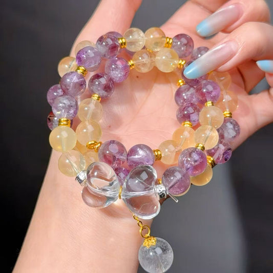 010 Clear Quartz Amethyst Citrine lucky charm bracelet 2025 energy high quality fashion jewelry beads bracelet gift