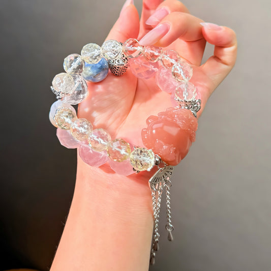 007 Sunstone Rose Quartz Clear Quartz Bracelet Energy High Quality Fashion Feng Shui Bracelet Gift Bead Bracelet Jewelry