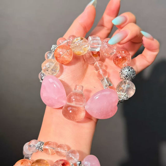 020 Herkimer Diamond Rose Quartz Clear Quartz Bracelet  Energy High Quality Fashion Jewelry Feng Shui Magnetic Beads Bracelet Gift