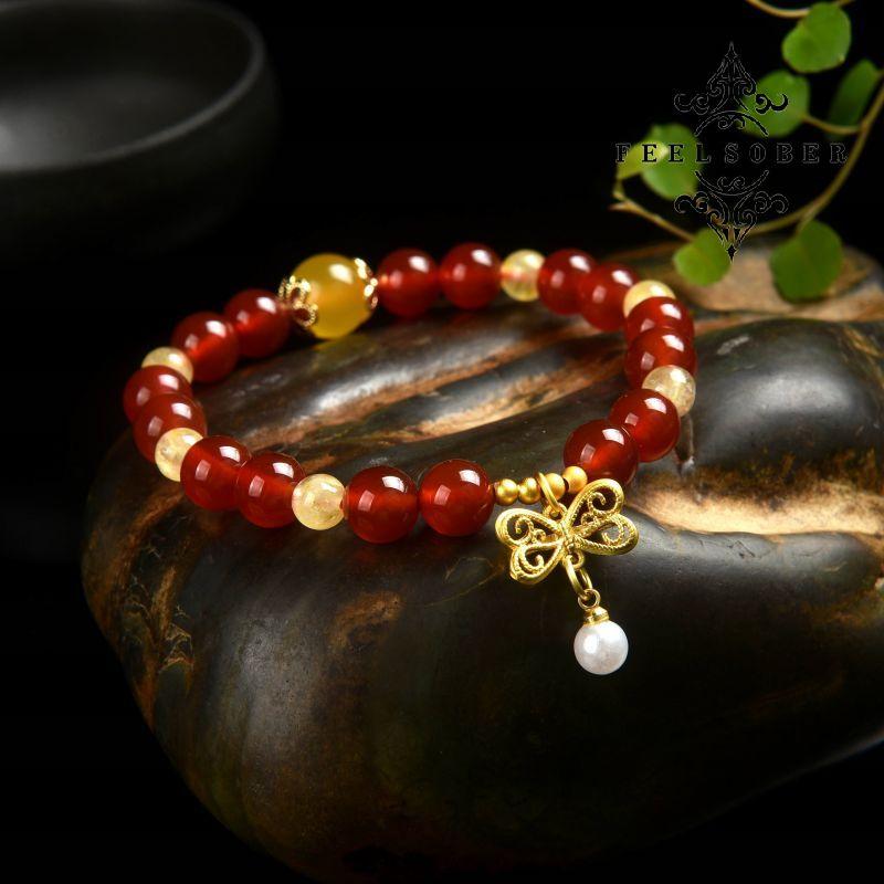 Lucky Bracelet Agate Bracelet Energy Bead Bracelet Lucky Charm Bracelet 2023 Fashion Magnetic Feng Shui 8MM Elastic Band Gift for Mom