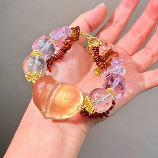 012 Citrine Amethyst Clear Quartz Bracelet Energy High Quality Fashion Jewelry Feng Shui Beads Magnetic Gift