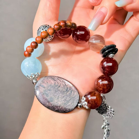 032 Hypersthene Garnet Aquamarine bracelet lucky charm bracelet high quality energy fashion magnetic feng shui bracelet