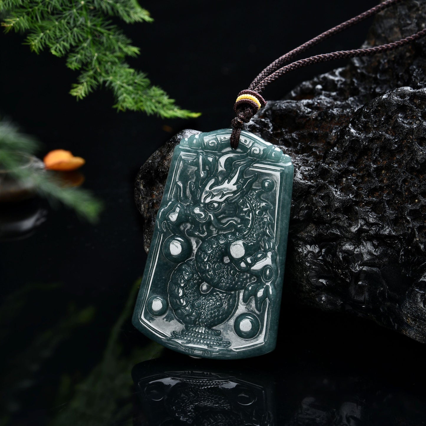 076 Jade Dragon Pendant with Certificate Lucky Charm