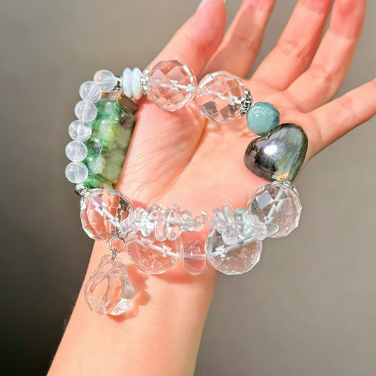 012 Clear Quartz Jadeite Labradorite Bracelet Energy High Quality Fashion Jewelry Feng Shui Beads Magnetic Gift