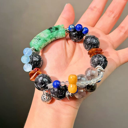014 Jadeite Lapis Lazuli Aquamarine Bracelet, High-Quality Fashion Feng Shui Beads Magnetic Jewelry, Bangles Gift Idea