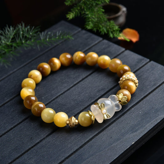 Yellow tiger eye stone rabbit bracelet