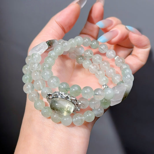 041 Rutilated Quartz Phantom Quartz Milky Quartz  Lucky Charm Bracelet 2025 Energy High Quality Fashion Jewelry Feng Shui Beads Magnetic Gift