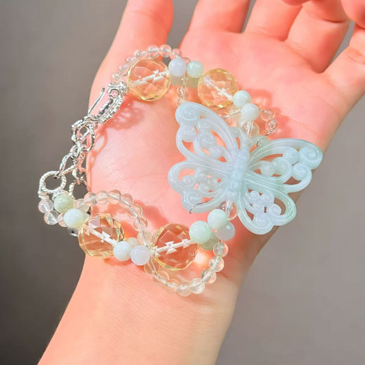 007 Jadeite Citrine Clear quartz Bracelet Energy High Quality Fashion Feng Shui Bracelet Gift Bead Bracelet Jewelry