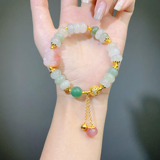 039 TianShan Jade Nine-tailed Fox Bracelet Yanyuan Agate Fashion Lucky Charm Bracelet 2025 Energy Feng Shui Bead Bracelet Gift