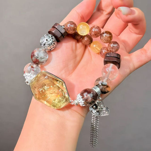 009 Phantom Q Strawberry Q Lepidolite Bracelet Energy High Quality Fashion Jewelry Feng Shui Magnetic Beads Bracelet Gift