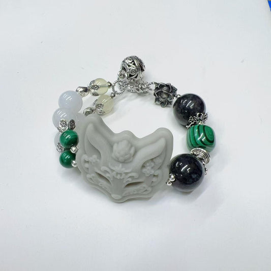 014 Jadeite tai ji jade Malachite Lucky Cat Bracelet 2025 Energy High Quality Fashion Jewelry Feng Shui Beads Magnetic Gift